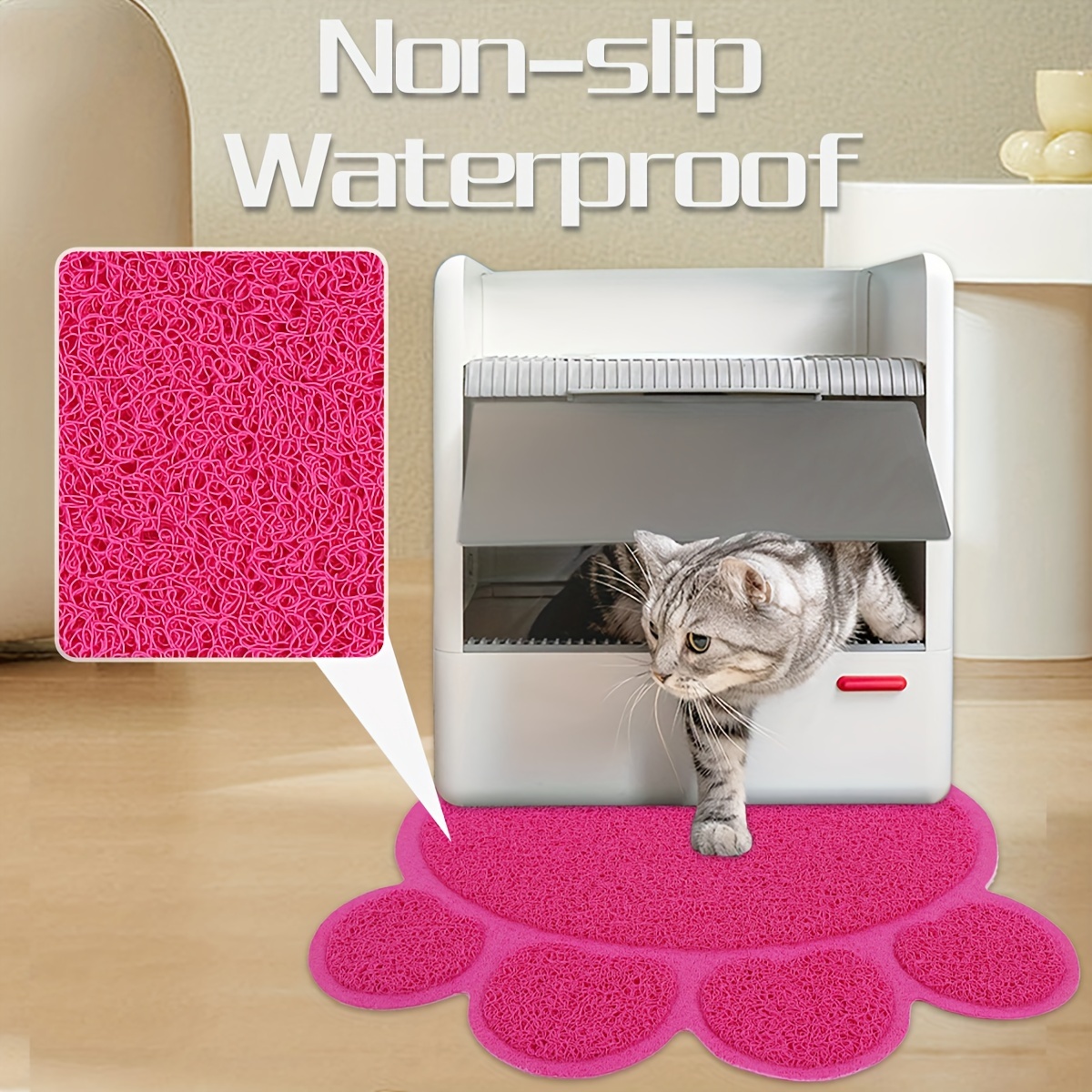 

A Pet Cat Litter Mat Paw Print Cat Foot Mat Cat Litter Box Mat Cat Nest Toilet Anti-slip Foot Mat