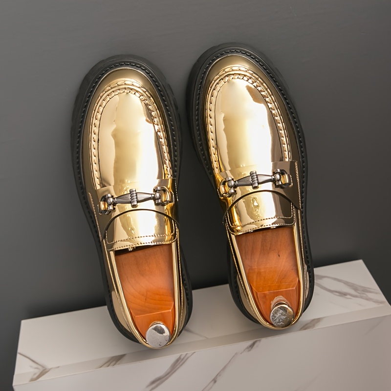 luxurious patent golden dress shoes casual - Temu