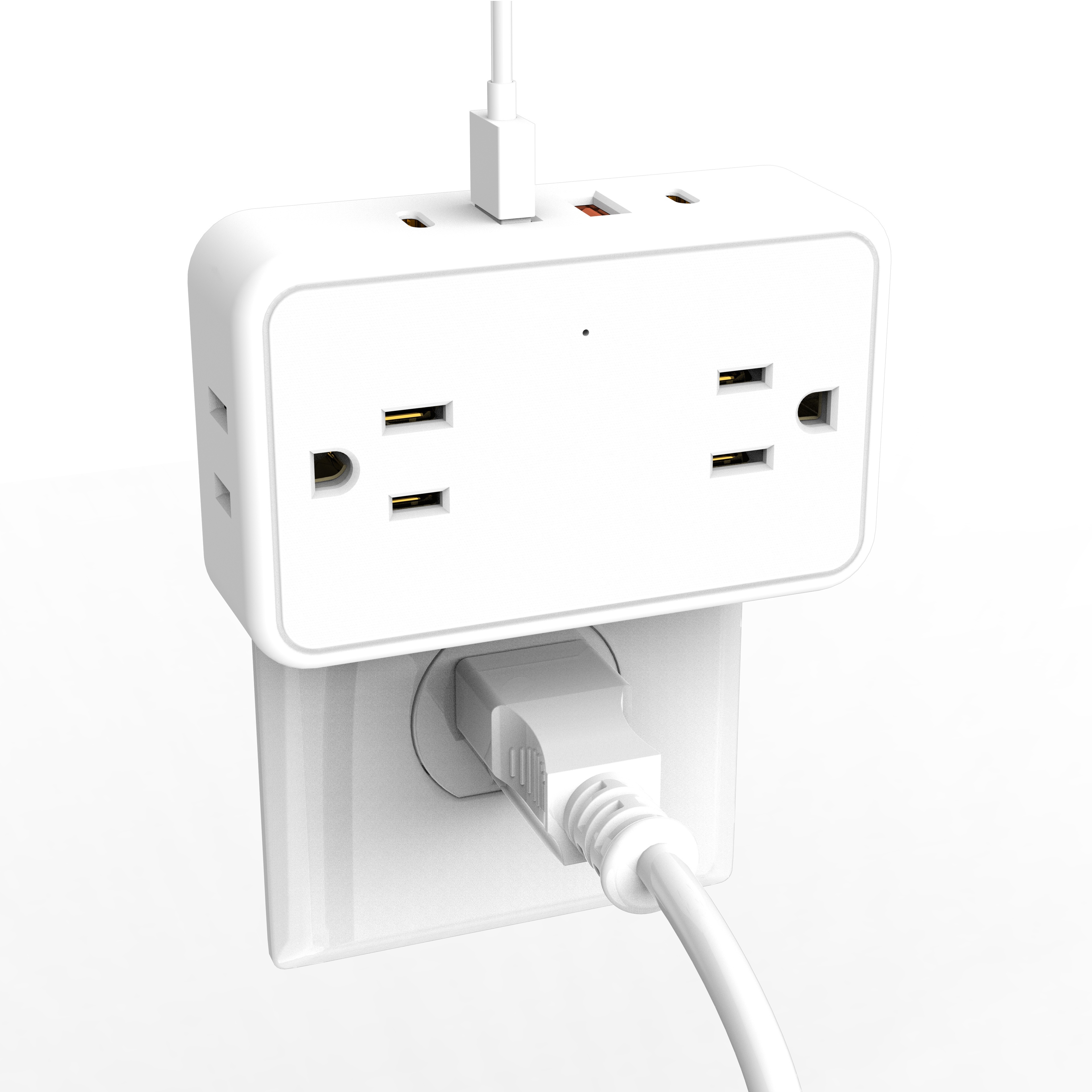 

1 Pc Multi Outlet Extender, Plug Outlet Splitter With 4 Ac And 4 Usb (2 Usb-c) Ports, No Protector Wall Charger, Essential Plug Adapter For Cruise Travel, Plug Expander For Office Dorm, White