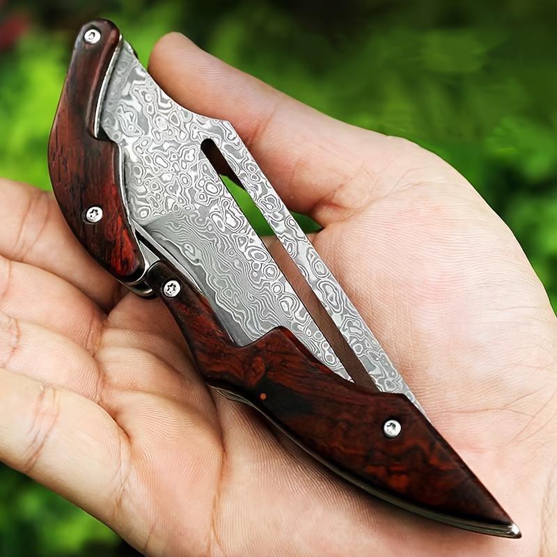 

1pc [ Mechanical Knife ] Magic Mechanical Folding Outdoor Camping Damascus Steel High Hardness High Quality