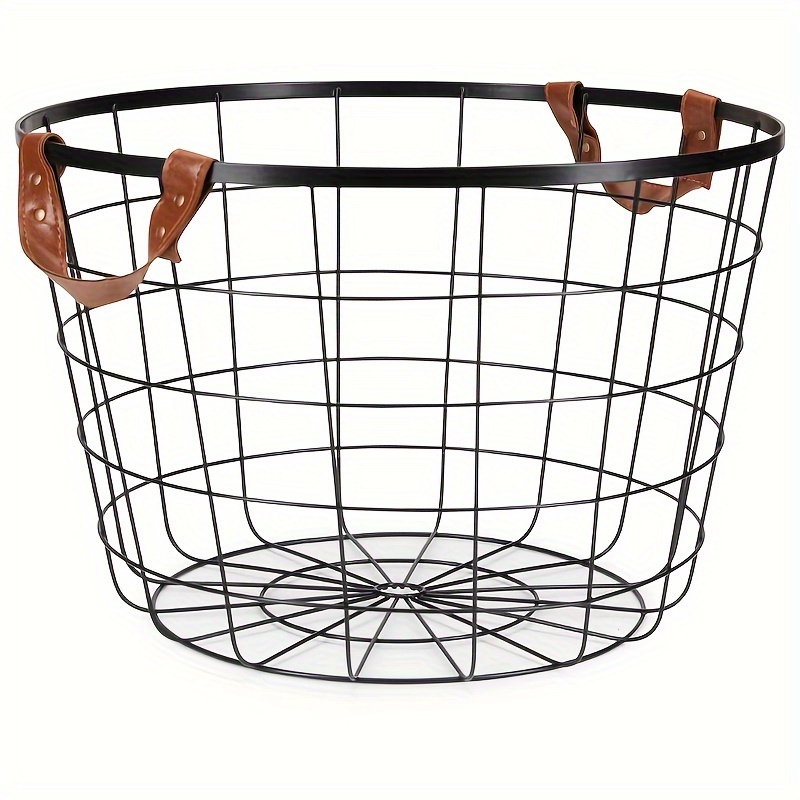 

Large Round Wire Basket With Handles, Black