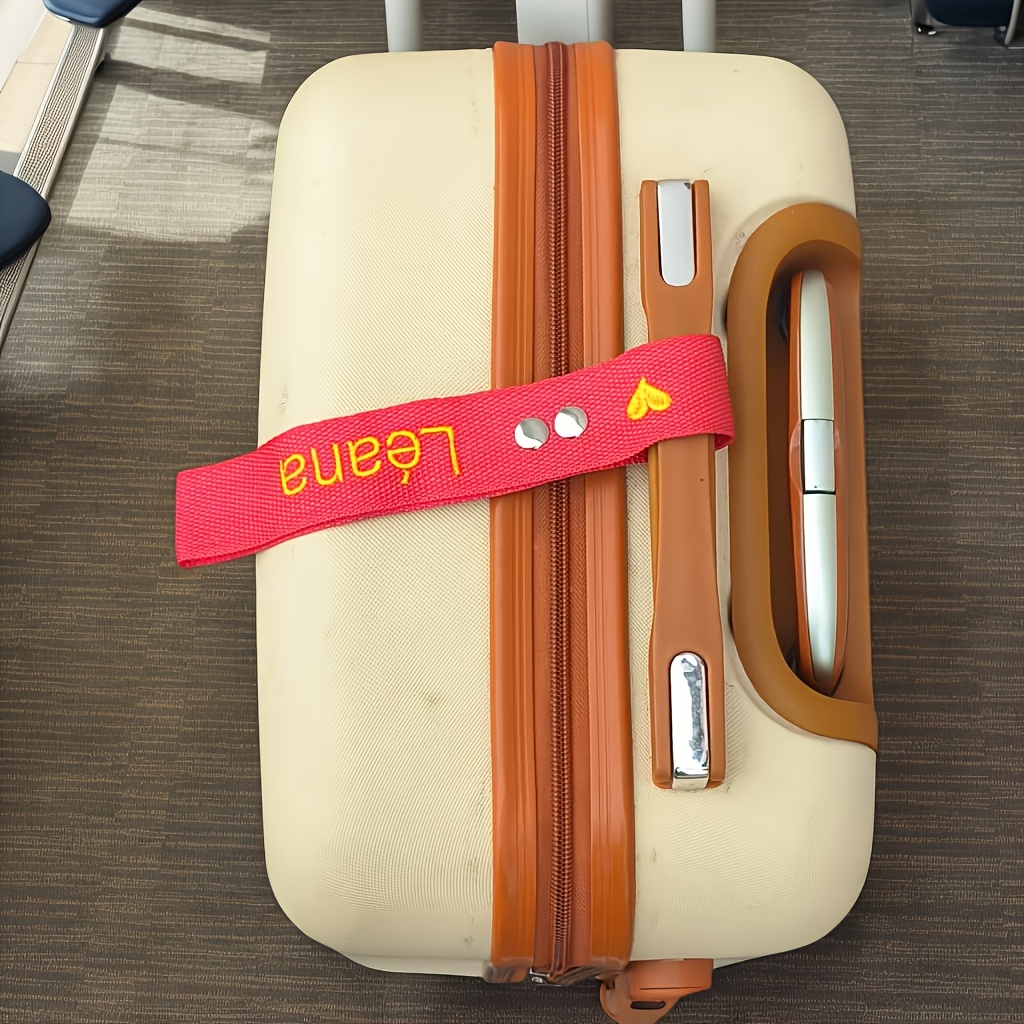 TEMU Embroidered Suitcase Ribbon Trolley Case Luggage Tag Case Boarding Pass, Backpack Ribbon - Heart Pattern
