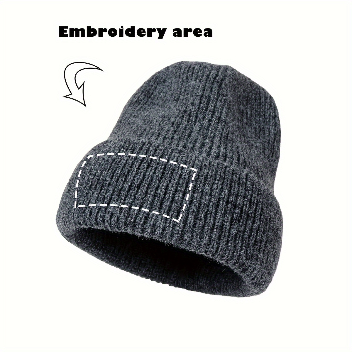 TEMU 1 Autumn/winter Warm Hat With Customizable Embroidery, Unisex, Multiple Colors