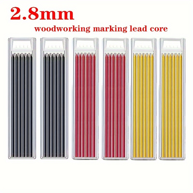 

5/6 Boxes/set Of Carpentry Pencils With Long Heads And Deep Holes, Including Black, Red, And Yellow Graphite Pencil Leads For .