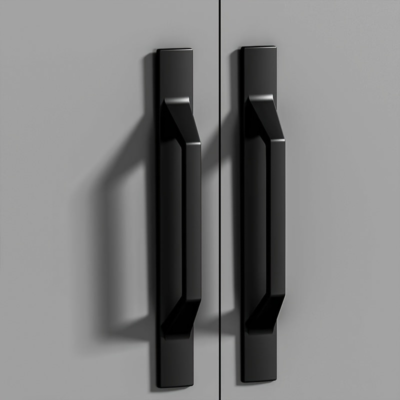 TEMU 2pcs No-drill Sliding Door Handles, Oil Polished, Black/silvery, , Suitable For Kitchen Cabinets, Drawers, Windows, Sliding Wardrobes, Cabinet