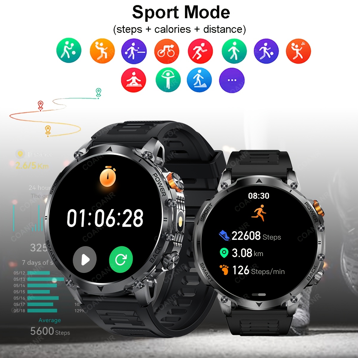 Smartwatch with IP68 Waterproof and Fitness Tracking