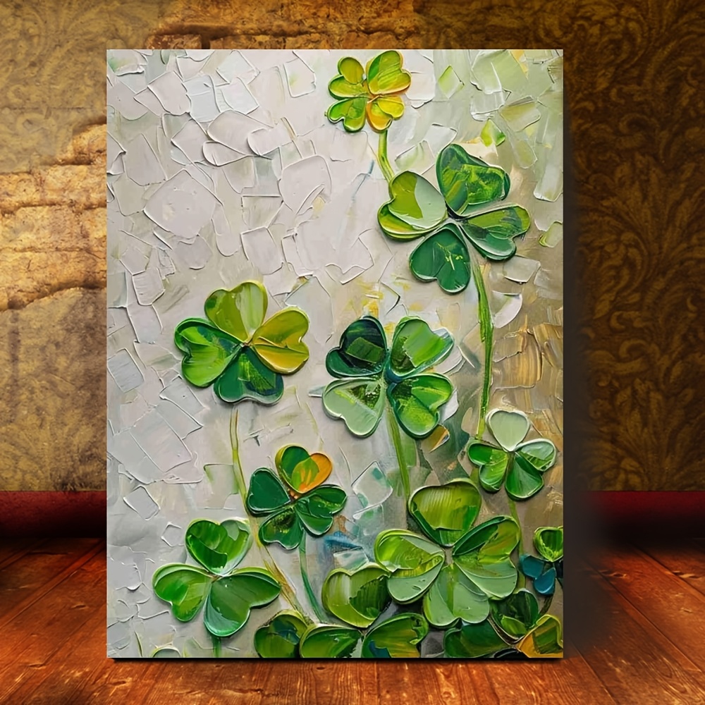 

1pc Vintage 's Day Canvas Wall Art, 11.8x15.7 Inch - & Shamrock Oil Painting With Wooden Frame, Ready To Hang - Ideal For Room Decor, Anniversaries, Vintage Decor