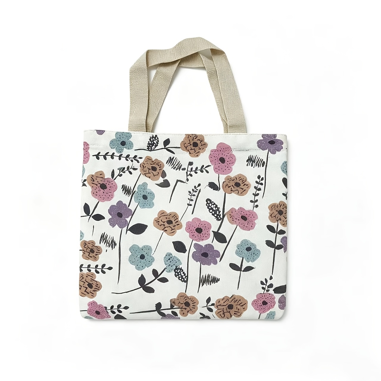 TEMU 1pc Bohemian Fashion Women's Tote Bag, Elegant Purple Floral Handbag, Zipper Bag, Suitable For Going Out, Commuting, School Or Daily Use. A