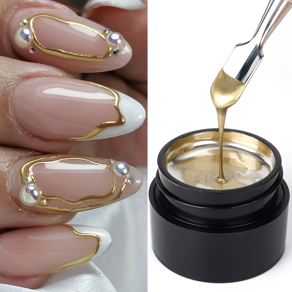 Mirror Chrome Nail Painting Gel Polish, Golden/silvery/rose Golden Metallic Drawing French Tips Liner Gel, 5ml Chrome Nail Gel Liner Y2k 3d Bright Glitter Nail Led Gel Polish Varnishes Manicure