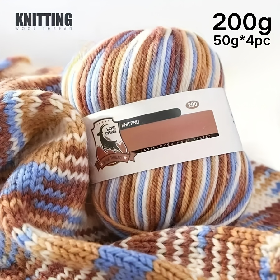 4pcs 200g Luxury Gradient Yarn | Soft And Light-friendly Hand-dyed , Rich Texture, 95% Wool 5% Viscose, Suitable For Hats, Shawls, Autumn/winter Season