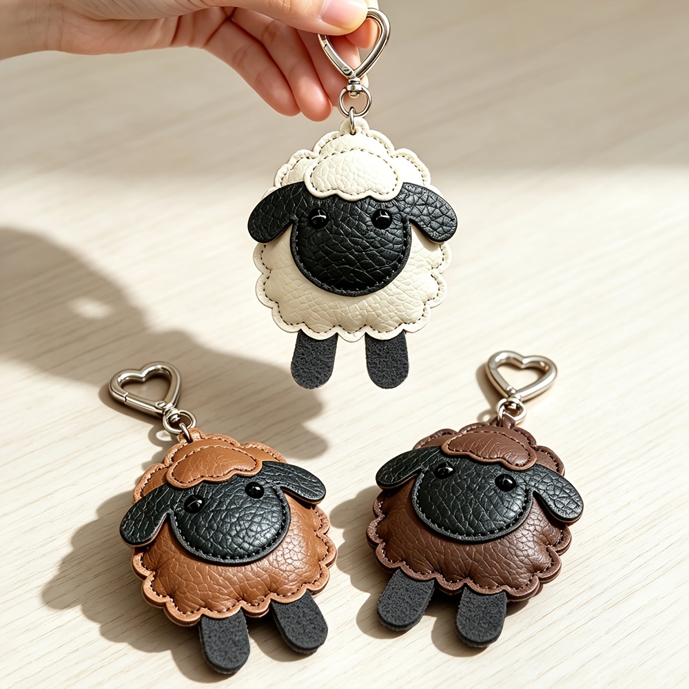   keychain pendant cute pu leather car key accessory womens bag decoration couples gift small car interior hanging ornament