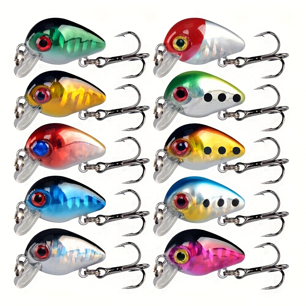 TEMU Ensemble de 10 appâts de pêche Mini Truite Flottante Swing Crank Bait Crazy Swing Artificiel Crank Hard Bait Pencil Bait Topwater Baits