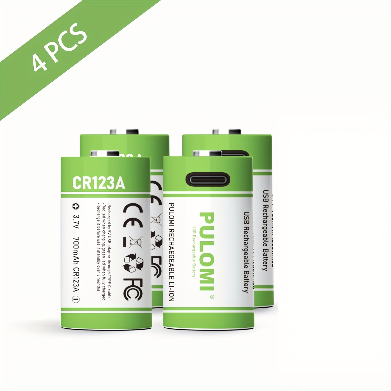 E-shop 4 Stück CR123A Batterien CR123A Batterien, CR123A/CR17345/16340 Batterie, Ultra-Langlebige CR123A Lithium Wiederaufladbare Batterie, Hohe