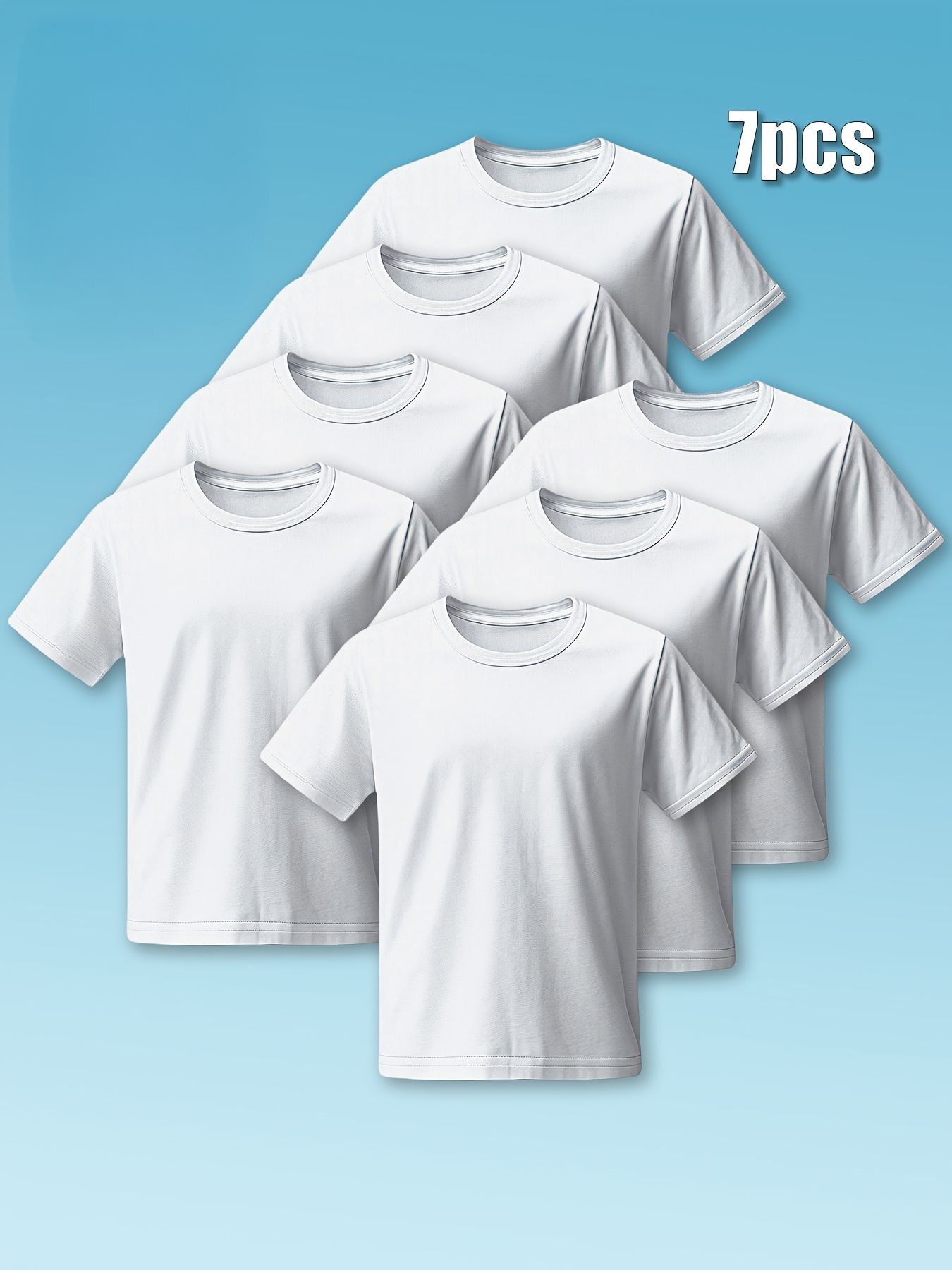 adult 7pcs short sleeve 100 cotton white t shirts summer solid color breathable moisture wicking half sleeve base layer tops     alone or layered   ordering   up