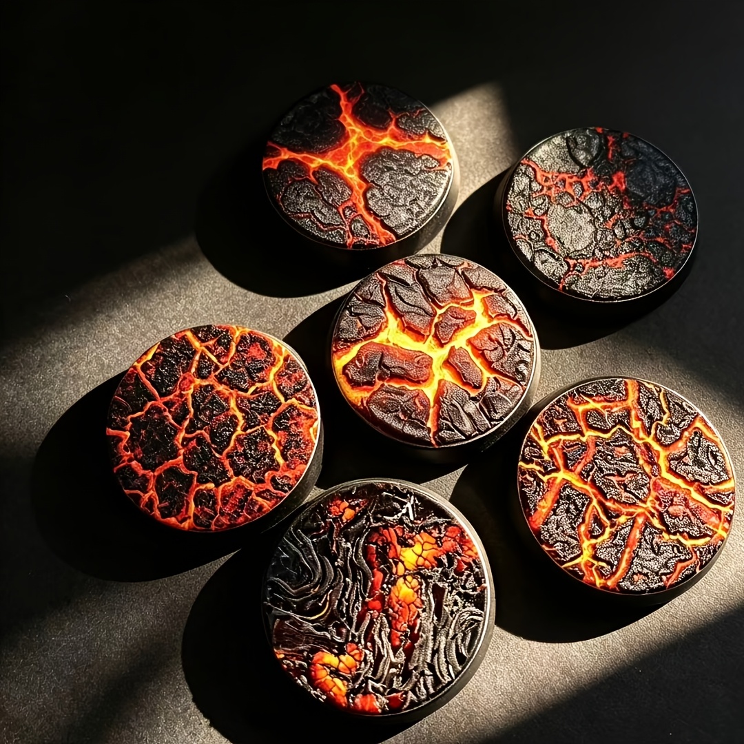 TEMU A High-end Lava Texture Base (), Uv Embossed Resin Display Stand, Craquelure Chassis, Suitable For Miniatures And Rpg Tabletop Games