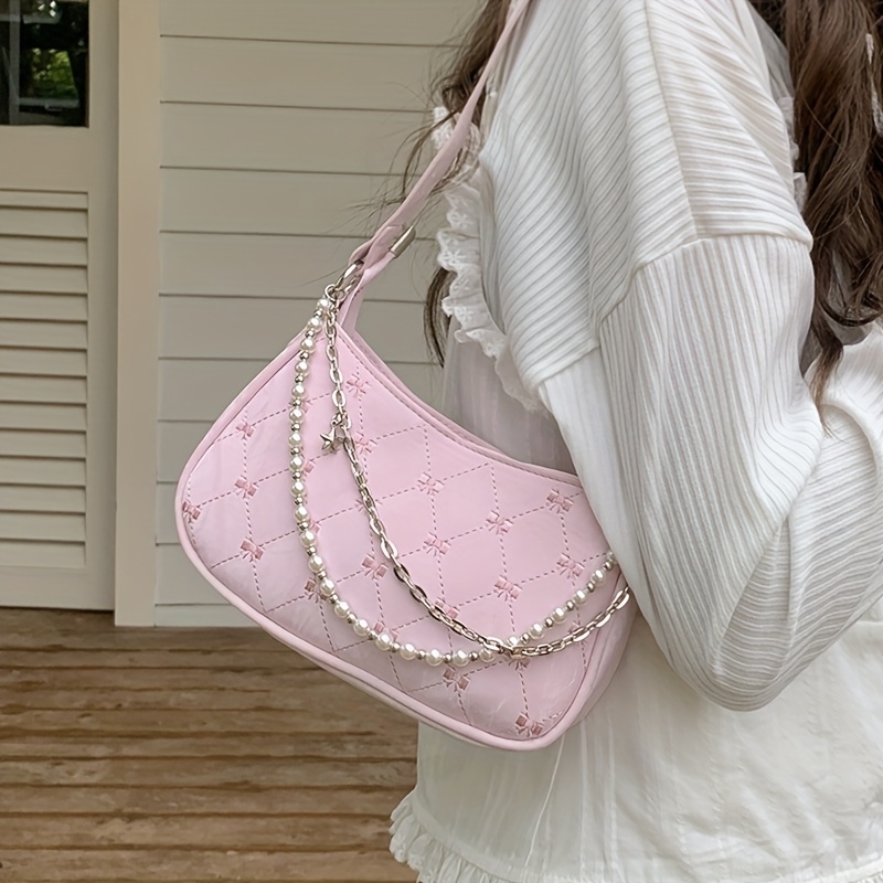 For Women, New Chain Grid Underarm Bag For Casual Single Shoulder Crossbody Bag