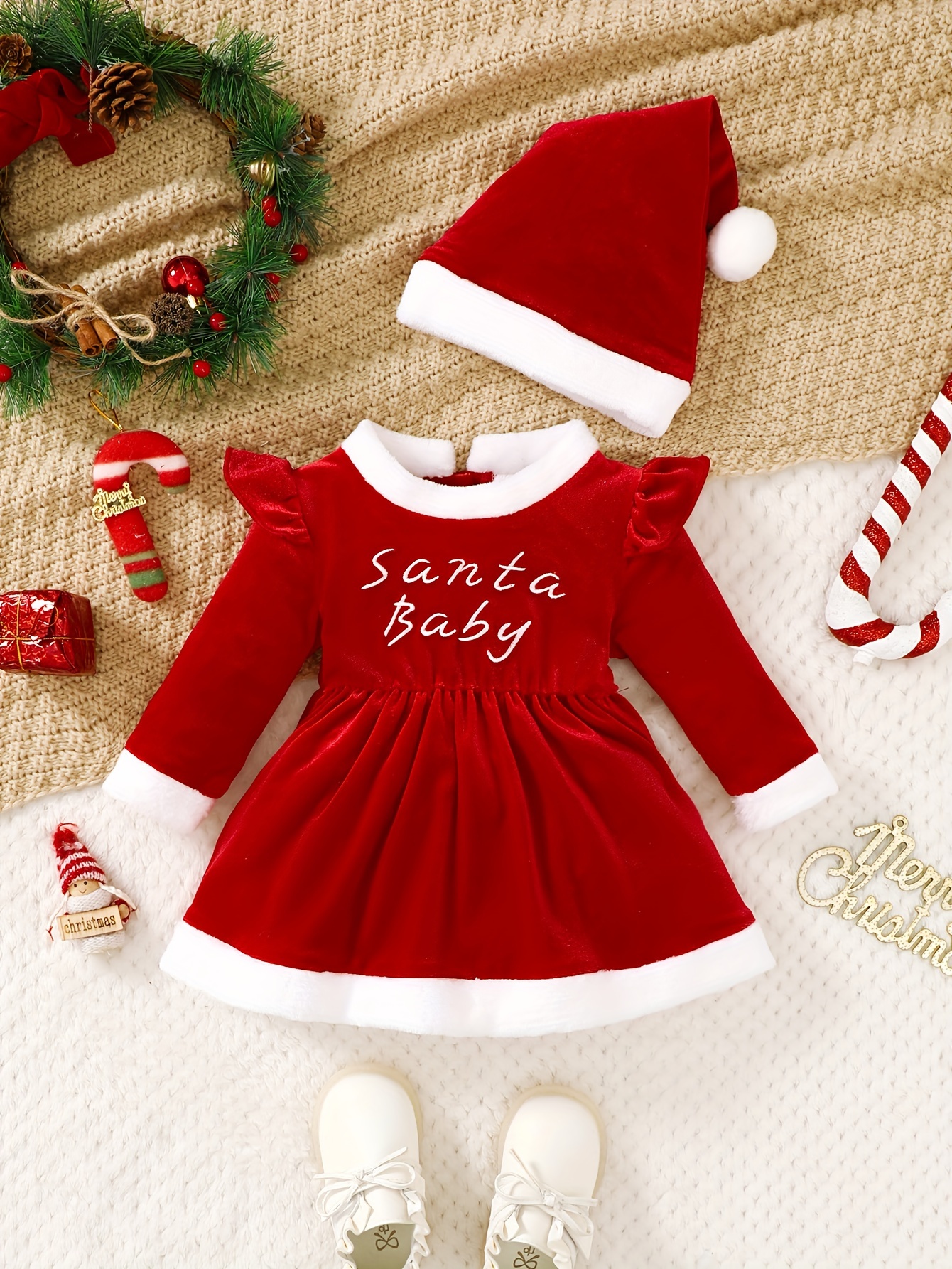 classic wedding dresses In Stock G9-2-2）Girls Christmas Cartoon Applique Dress main image 0