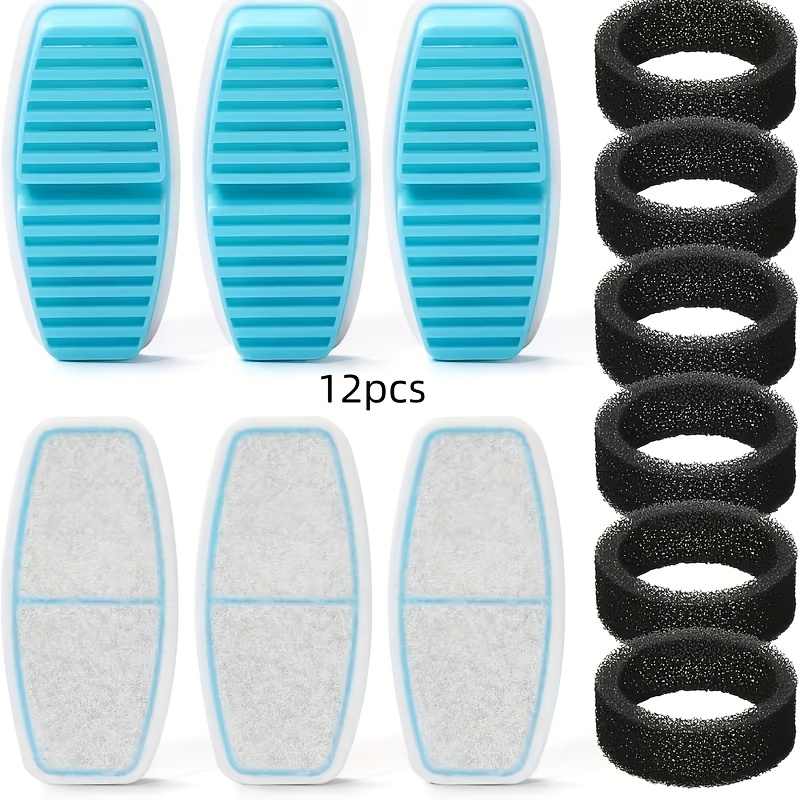 TEMU 12pcs Cat Water Fountain Replacement Filter Set (6pcs Filters And 6pcs Black ) | Pet Water Fountain Replacement Filters, Stylish Pet Water