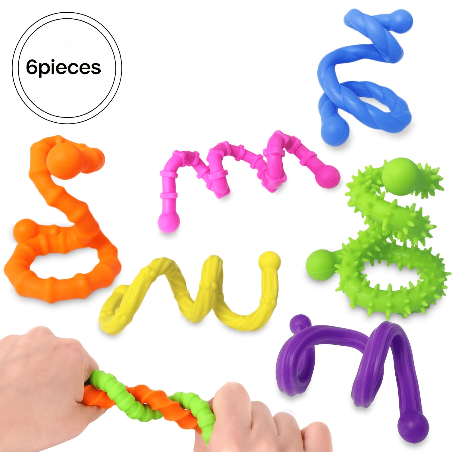 Image of Multi-texture Finger Toys, 6pcs Set Of Classroom Toys, Twisted Into Any Shape, Focus-enhancing Toys, Gifts