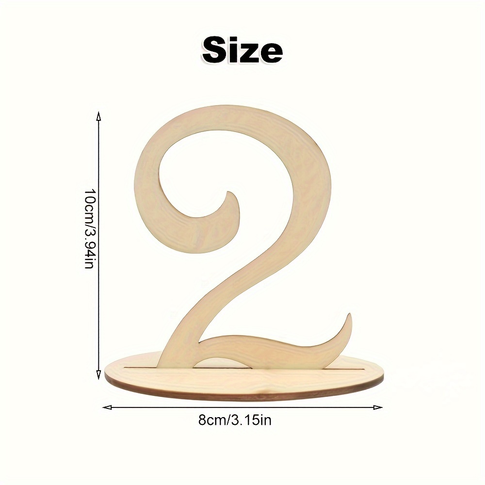 20pcs 1-20 Wooden Table Numbers With Holder Base For Wedding Or Home Decoration Wood Color