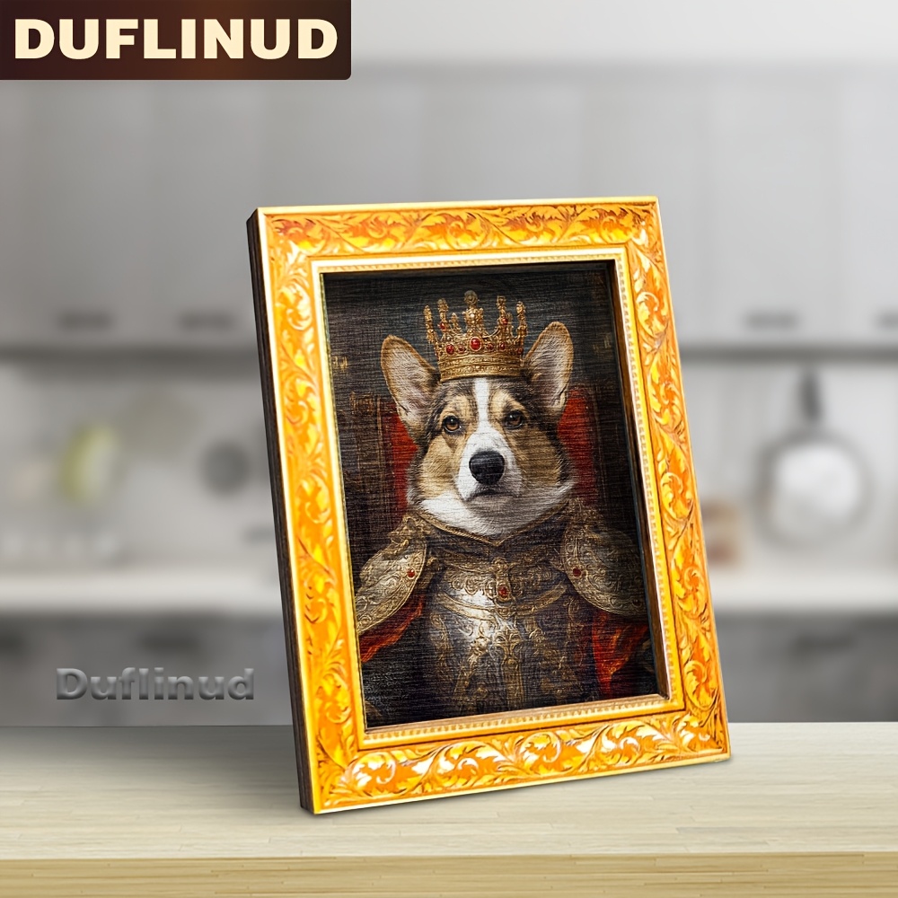 TEMU 1pc King Corgi Fridge Magnet, Wooden Mini Decorative Painting, Wooden Magnet Coronation, , Home Decor, Fun Fridge Sticker, (back Is Full Of