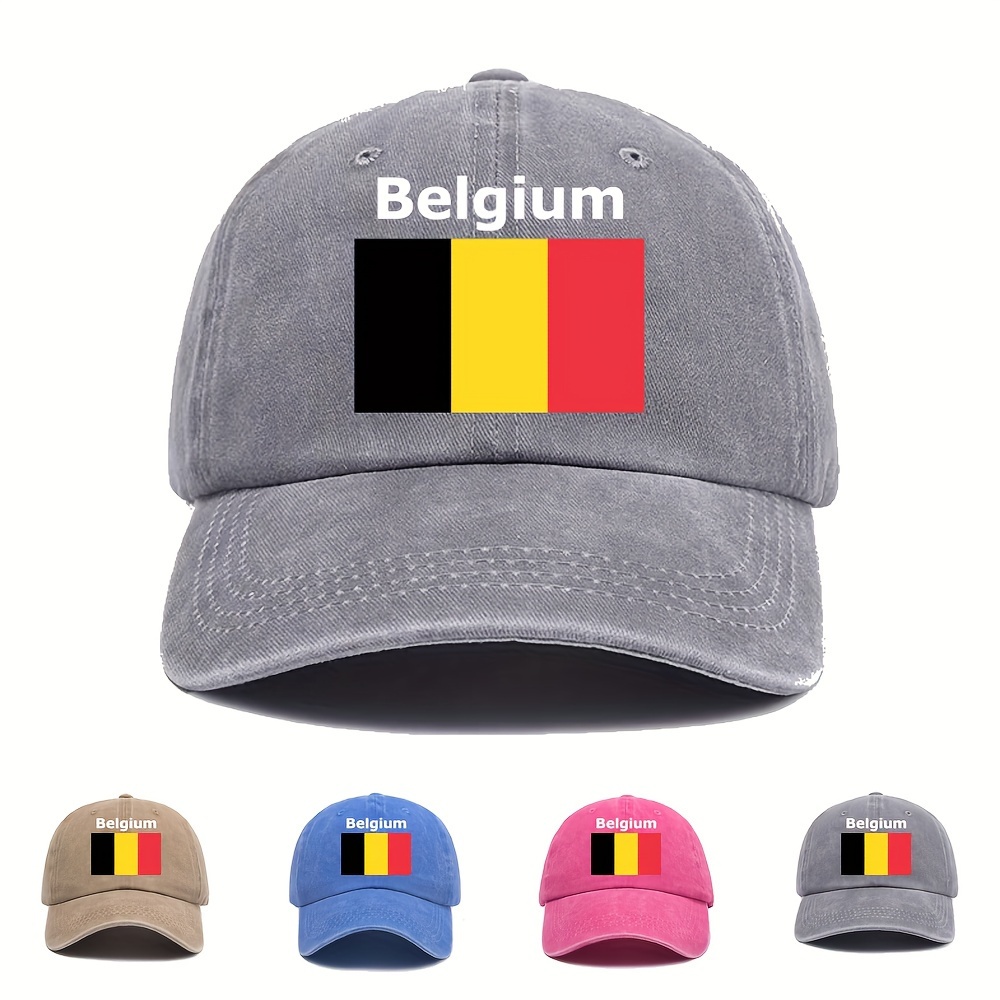 

Belgium Flag Cotton Baseball Cap, Vintage Wash 100% Cotton Unisex Casual Adjustable Hat, Fashionable Dad Cap For All Seasons, Lightweight With Hand Wash Care - Geometric Pattern Trim