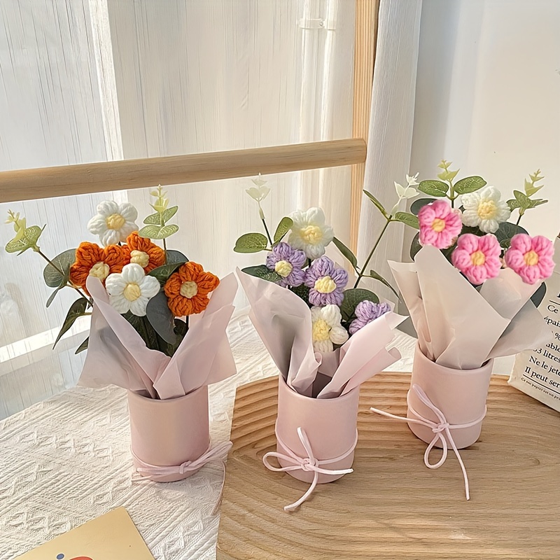 

1pc, Spring Summer Small Bouquet Artificial Flower, Knitted Puff Eternal Flower Souvenir Decorative Bouquet, Mother's Day Thanksgiving Easter Christmas Birthday Graduation Teacher's Day Gift