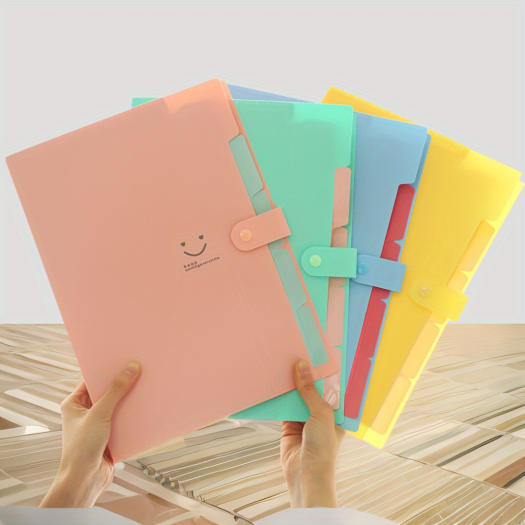 

Smile 5pcs File Folder Plastic A4 Document Bags Material Folder Test Roll Holder Storage Bags Accordion Bag