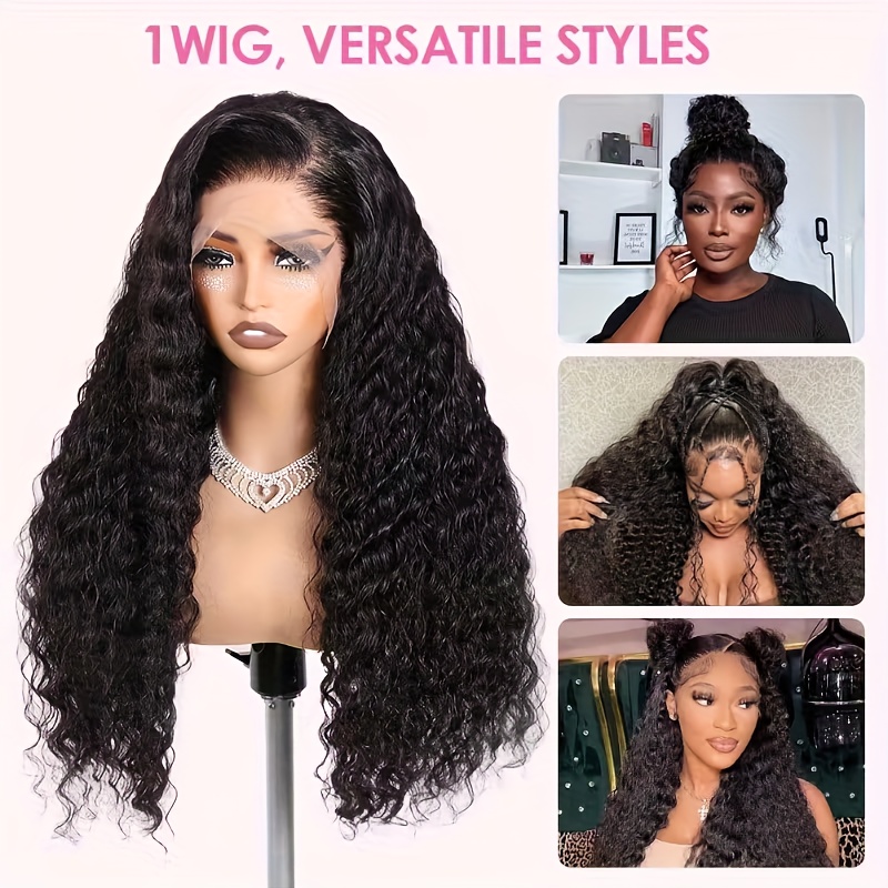 360 Lace Front Human Hair Wig with Drawstring Deep Wave Glueless Full Lace Wig Amazon.com : 360 Lace Front Wigs Human Hair Pre Plucked With  main image 2