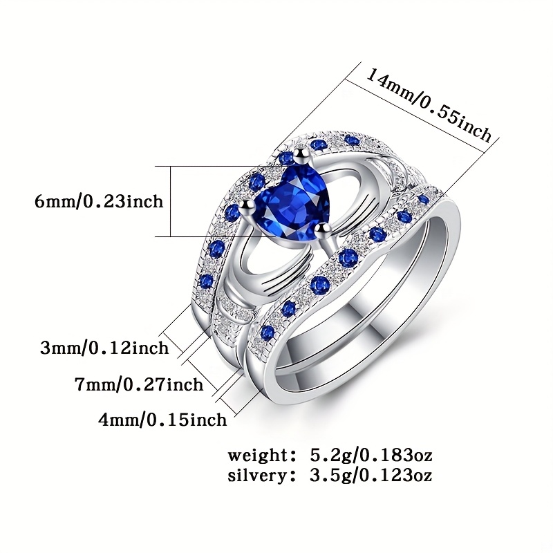 Elegant 925 Silver Heart Stacking Ring with Zirconia, 5.2G