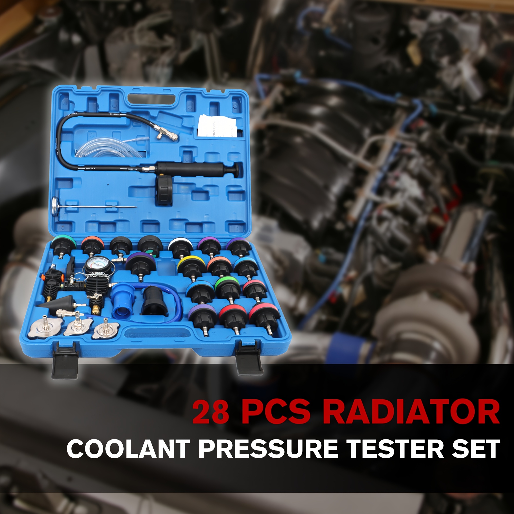 TEMU 28pcs Vacuum Radiator Test Detection Tool Coolant Pressure Tester Kit