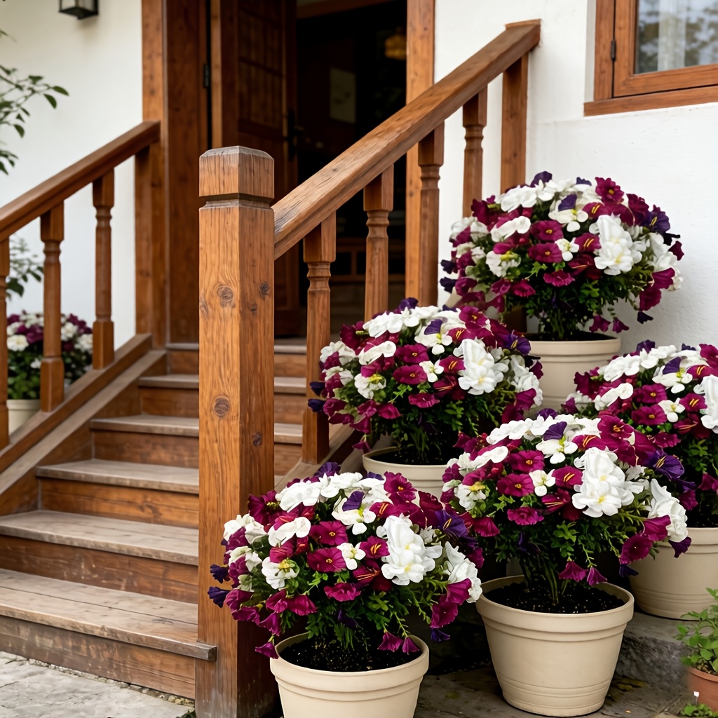 15pcs new outdoor large size faux geranium and   flower combination white rose flower and green leaves pink purple   flowers and green leaves suitable for courtyard wedding home kitchen