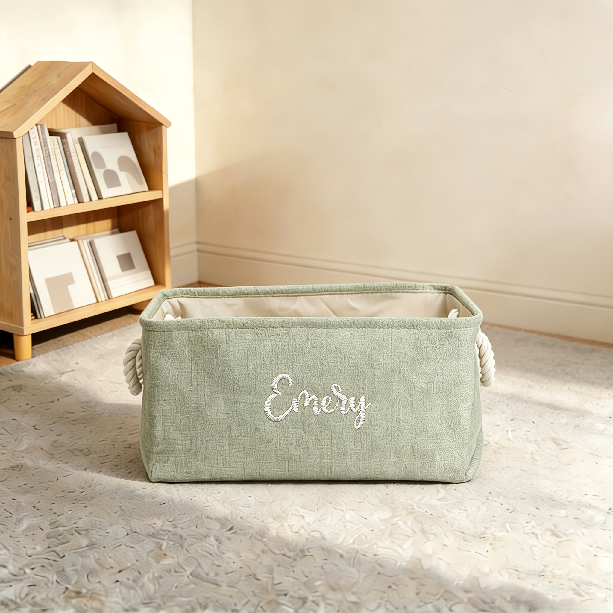 Personalized Embroidered Storage Basket with Handle