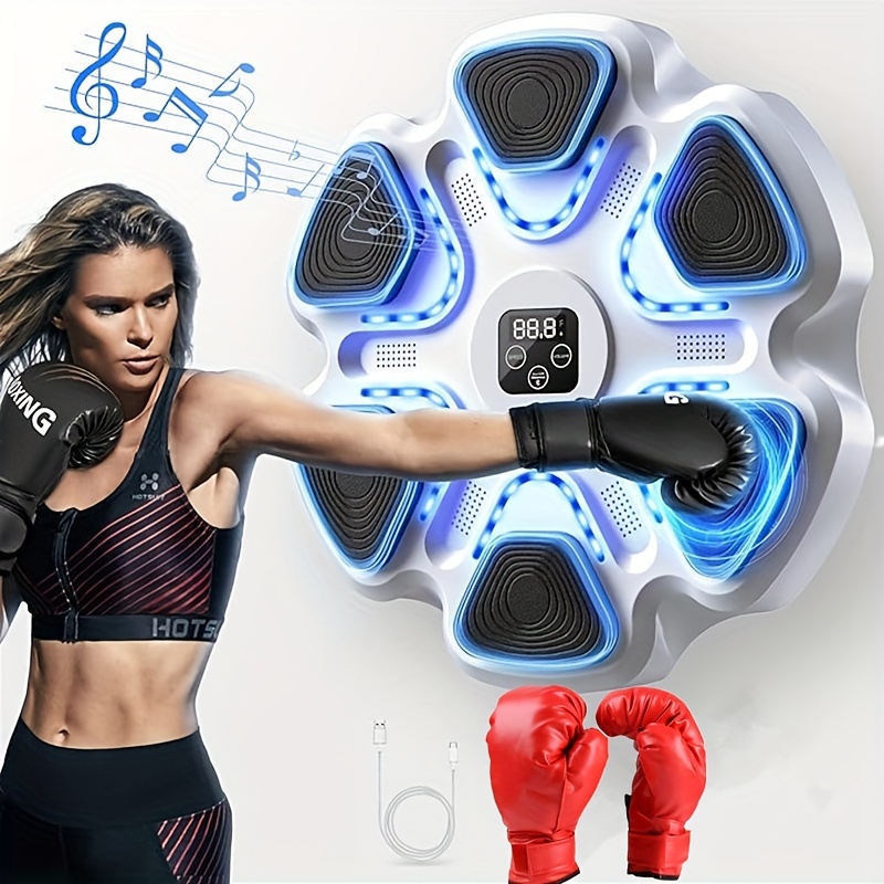 Smart Electronic Boxing Trainer with Gloves, Wall-Mounted Punching Target, Fun Music Boxing Machine with Intelligent Counting, Universal Fit, Wireless, USB Charging