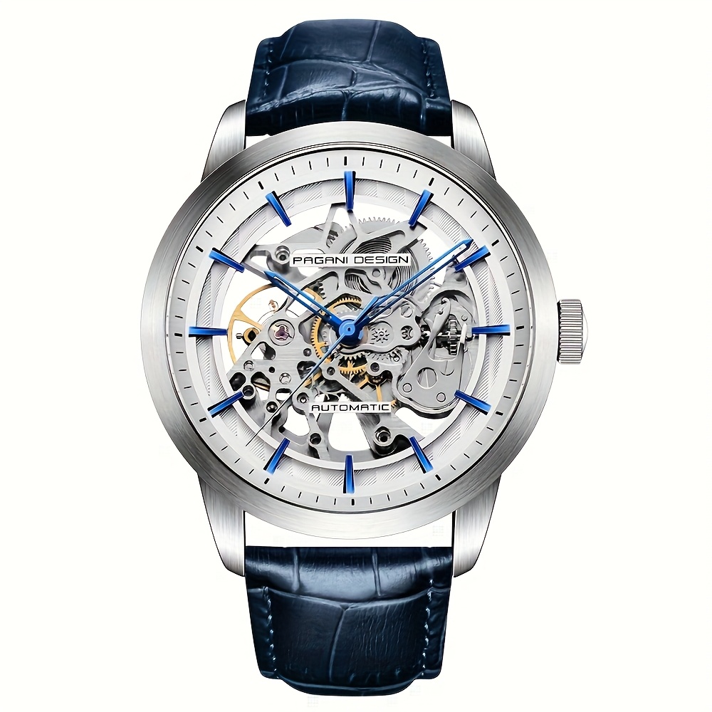 TEMU Design Men's Watch Automatic Mechanical Watch Steel Fashion Wristwatch Skeleton Watch Gift Idea