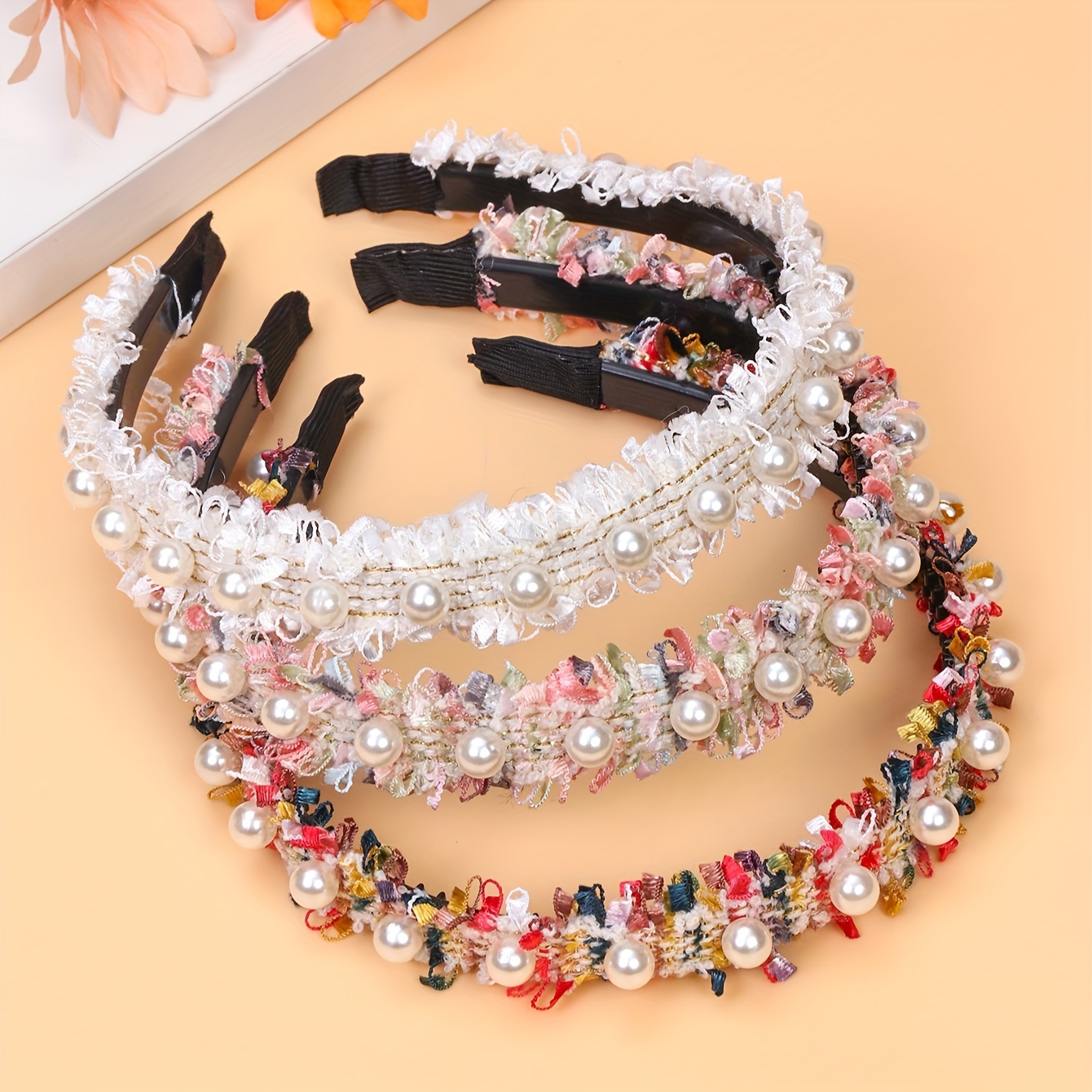 TEMU 3pcs Set & Lace Hairbands - , Fashionable Headwear For Or