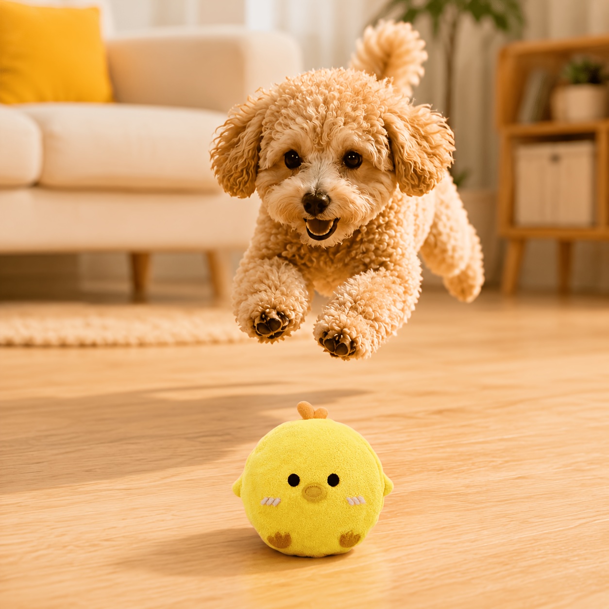 Interactive Sound-Making Yellow Chick Bouncing Ball for Cats & Dogs