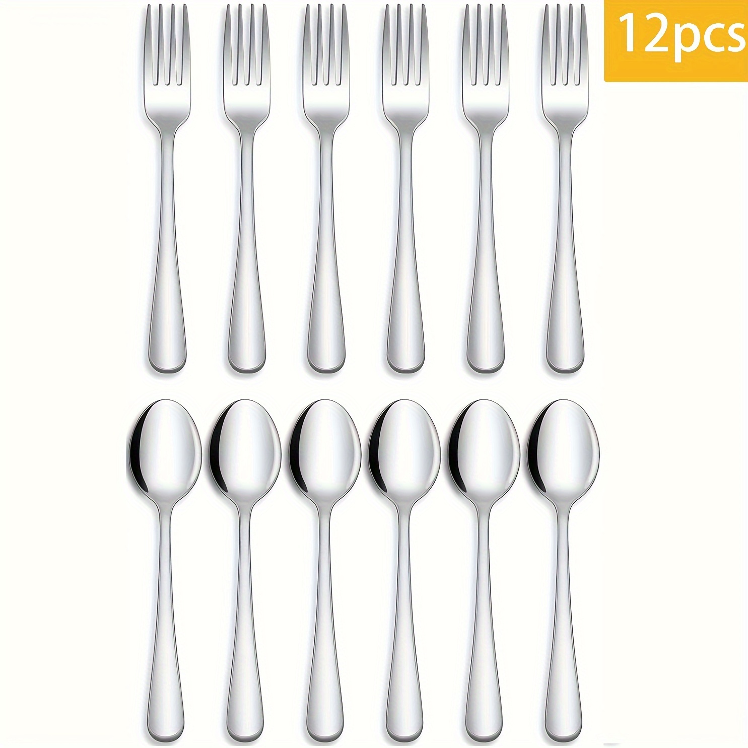 

12-piece Stainless Steel Flatware Set, Mirror Polished Forks And Spoons, Dishwasher Safe Kitchen Utensils