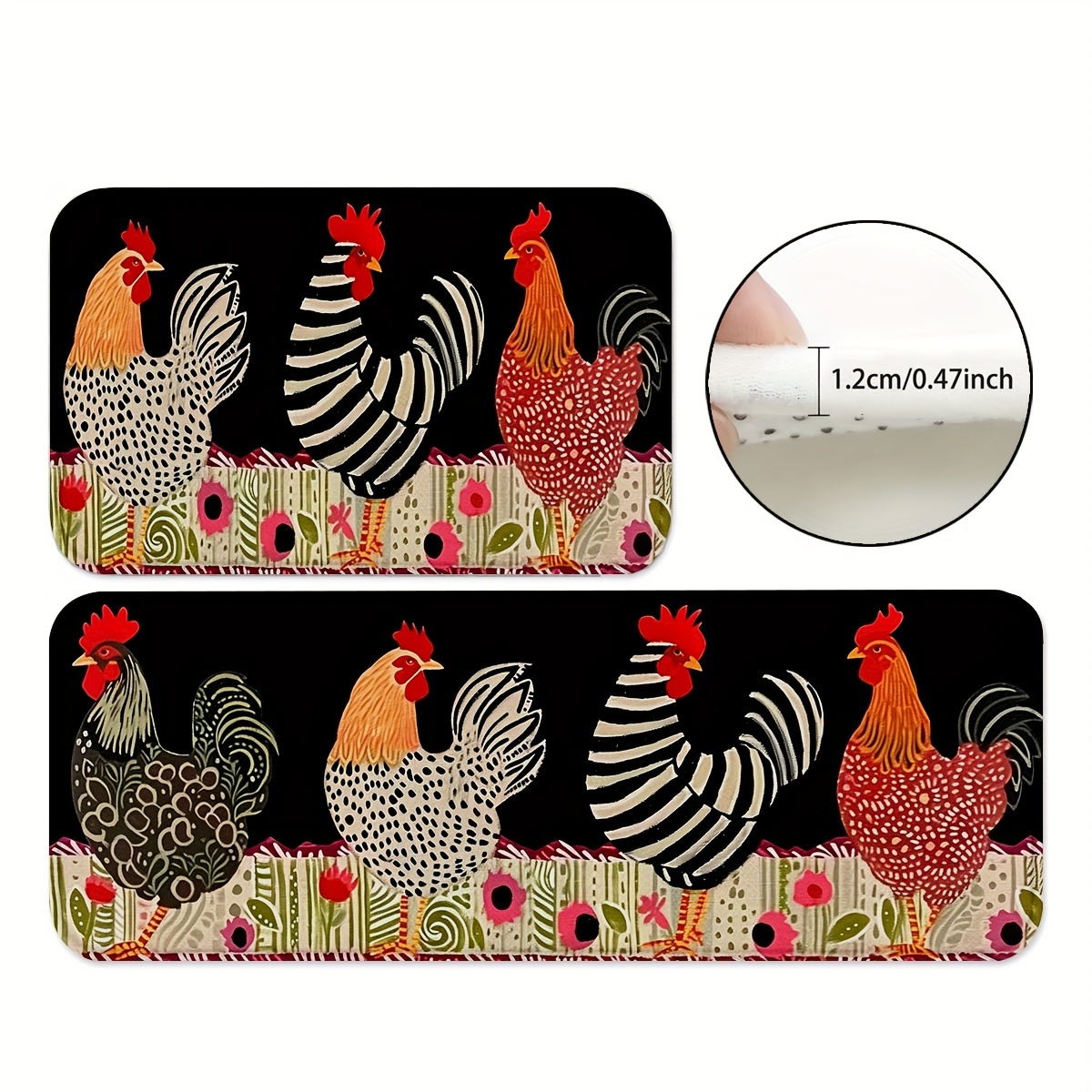 

1/2pcs, Area Rug, Rooster Cock Kitchen Mats, Non-slip And Durable Bathroom Pads, Comfortable Standing Runner Rugs, Carpets For Kitchen, Home, Office, Sink, Laundry Room, Bathroom, Spring Decor