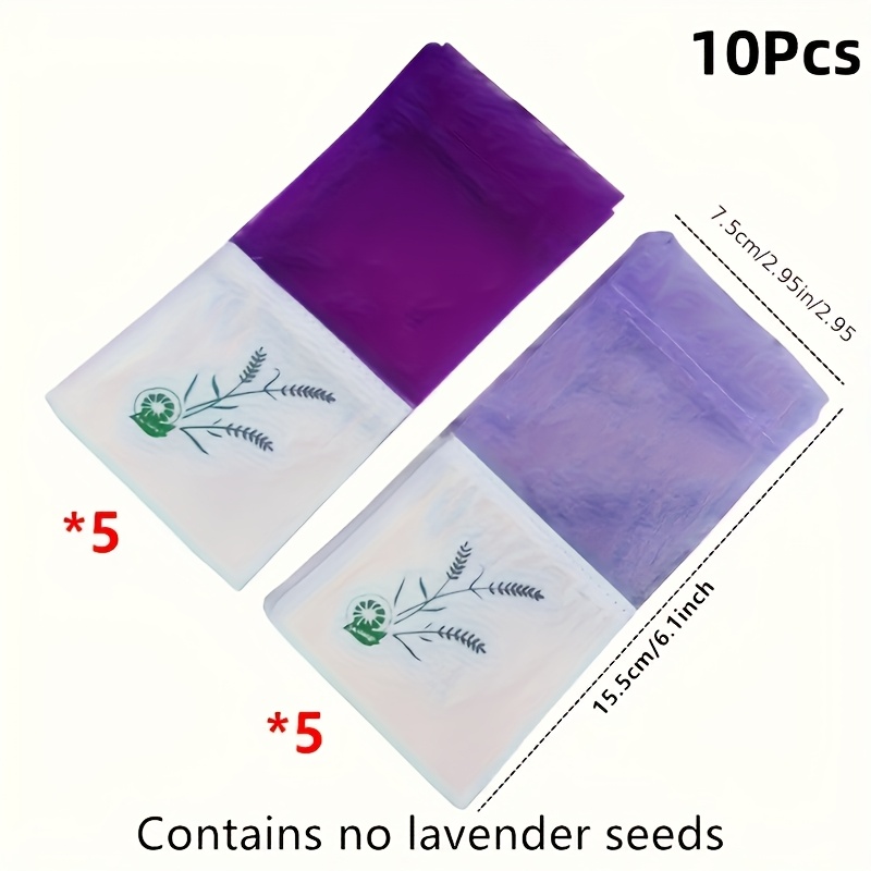 Image of 10pcs Bags With Lavender Patterns - , Polyester With Transparent Mesh Pockets, Purple Ribbon Drawstring Closure, Perfect For Air , Party Favors, Holiday Gifts & Everyday Home Decor