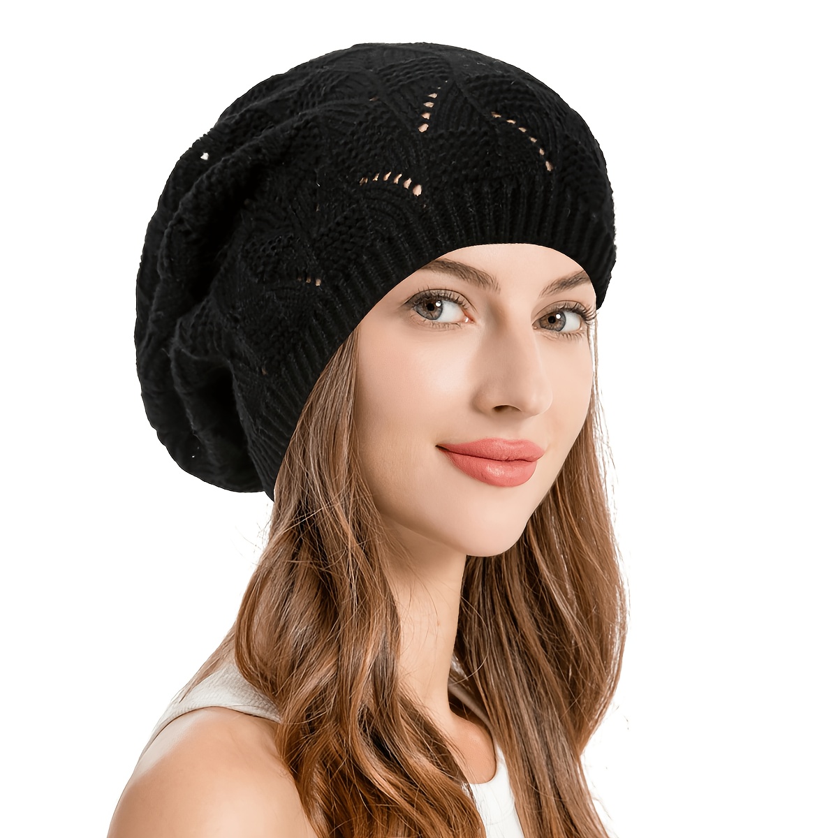 TEMU Gorro holgado Argyle, gorro de invierno, gorro casual y elástico para mujer