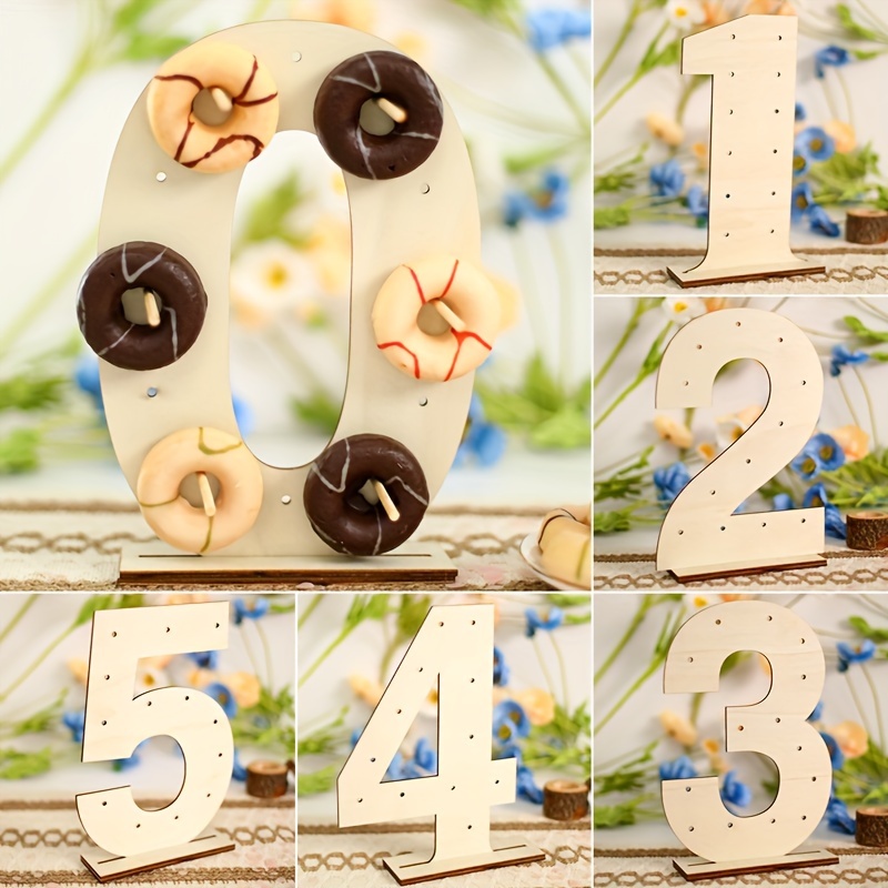 

Wooden Number Signs 0-5: Dessert Candy Bar Doughnut Holders - Perfect For Wedding, Birthday, Or Anniversary Celebrations