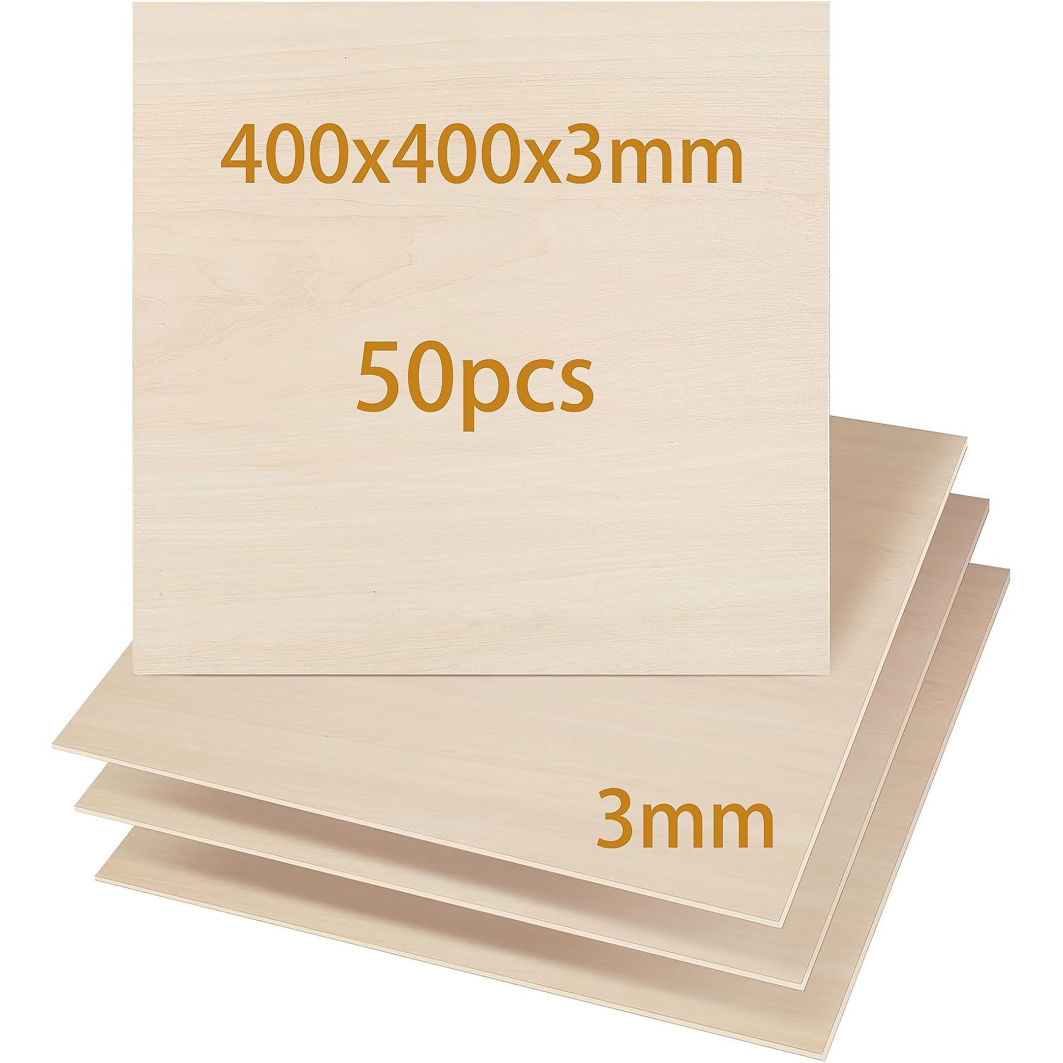 Image of Tocome 50/75pcs Basswood Plywood 400x400x3mm, 3mm Sheet Is Very Suitable For Laser Cutting Engraving, Used For Crafts Projects, Decorations And Making Model Painting, Wood Burning
