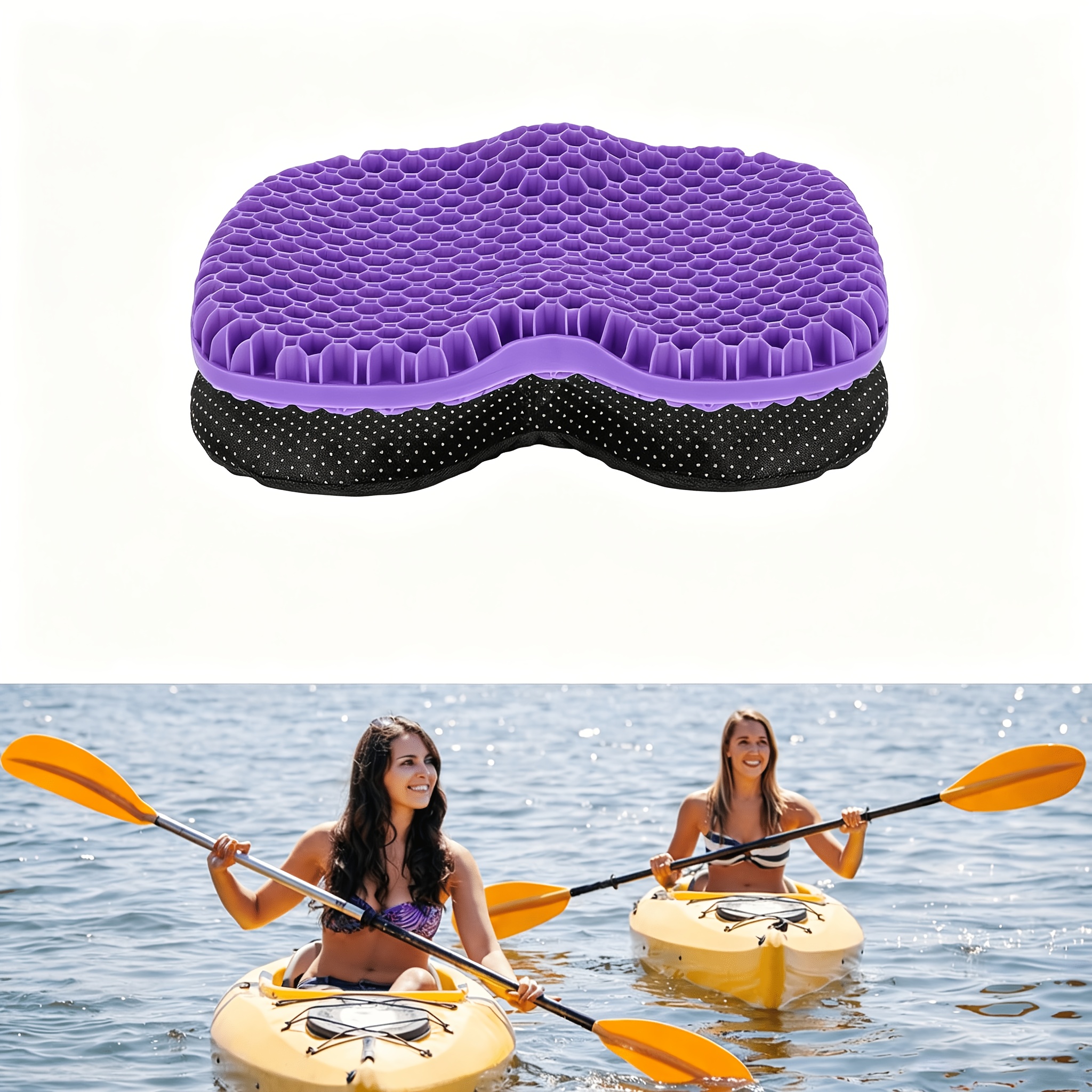 Image of Kayak Seat Cushion, Double-layer Honeycomb Gel Thickened Non-slip Seat Cushion, Comfortable Fishing Boat Canoe Rowing , Breathable And Easy To Clean (purple)