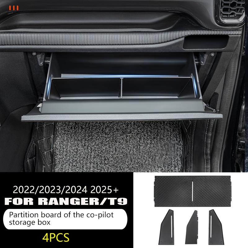 Center Console Organizer For Ford T9 Armrest Box Glove Box Divider Storage Compatible With 2022 2023 2024 2025+ Car Interior Additions