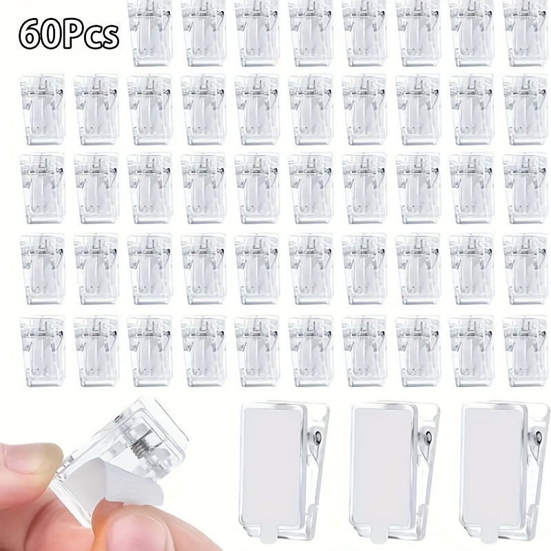 Image of 60pcs Clear Self-adhesive Wall Clips For Tapestry, Posters & Clothing - No-drill Double-sided Hooks, Transparent Plastic Storage Hangers For Home Organization, Clothing Storage | | Polypropylene Clips