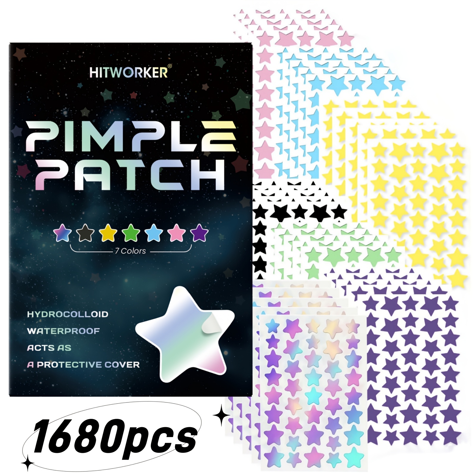 Image of 1680 Patches - Gentle And Non-irritating, Covers And Blemishes - 280 Star Shape Concealer Patches Use Facial Skin Covering And Personal Care Perfect Photo Props Suitable For Types And Ages
