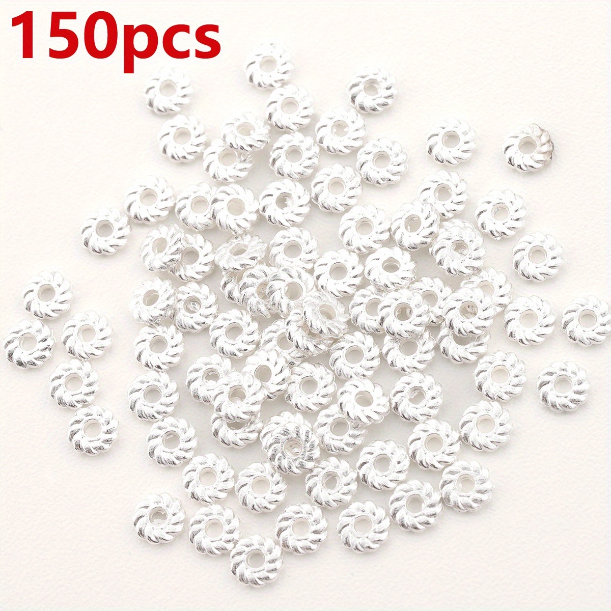 TEMU 300pcs/150pcs 6mm Beads And Bead Assortments Braid Pads Spacer Beads Easy Round Shape Loose Beads Double-sided Texture Smooth Pierced Spacer