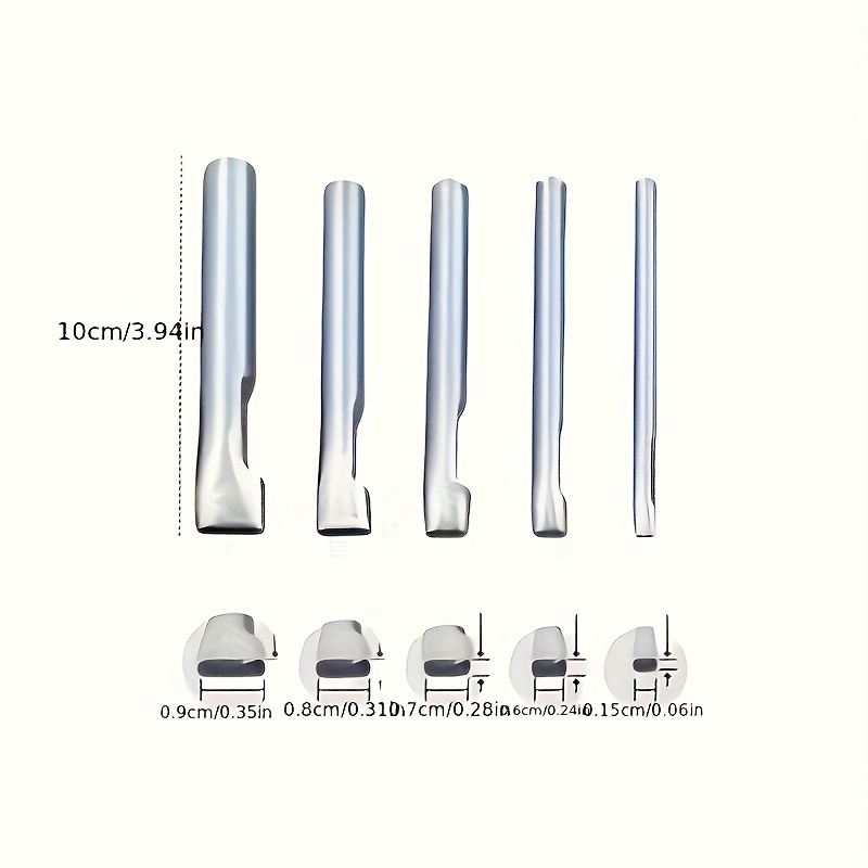 Image of 5pcs Oval Leather Hole Punch Set - Stainless Steel, 1.5-9mm, Suitable For Diy Bags, Shoes, Belts - Heavy-duty Hand Tool Kit - Ideal For Diy Leather Crafting And Handmade Projects