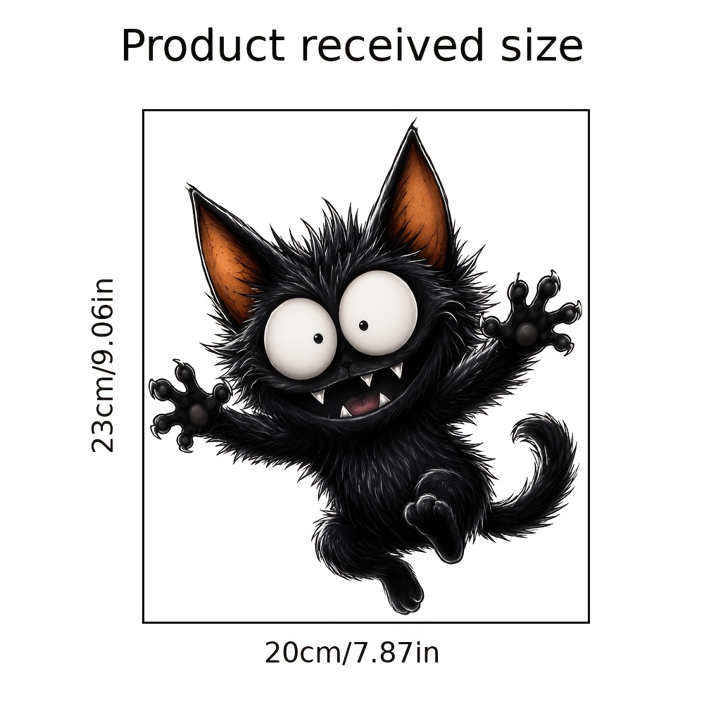 TEMU 1pc Halloween avec Grandes Yeux et Dents, 20*23Cm Autocollant de Fenêtre Électrostatique en PVC Adhésif Amovible, Autocollant de Décoration de